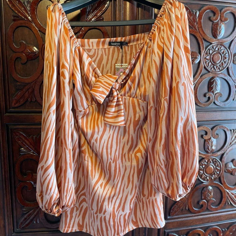 Boohoo Orange Zebra Print Dress